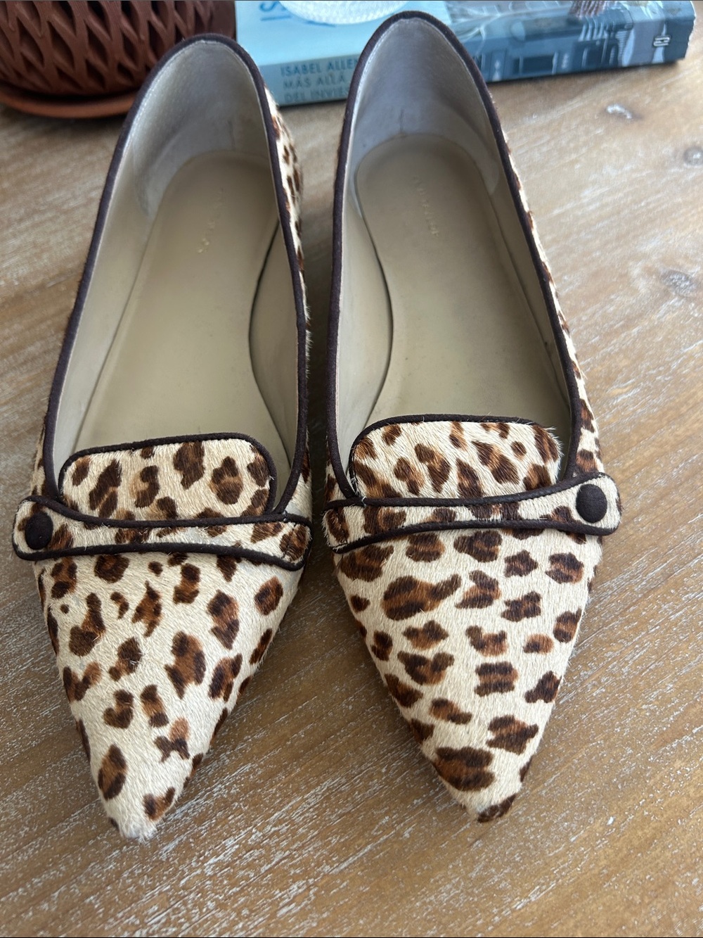 Ann Taylor Leopard-Print Pointed-Toe Flats — Brown/Cream - Picture 4 of 6
